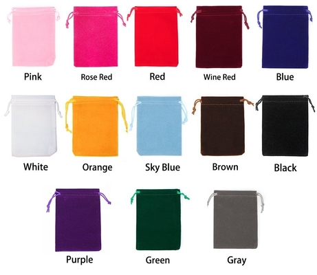 7x9cm 8x10cm 9x12cm Velvet Drawstring Pouches in Customized Color for Jewelry Packing