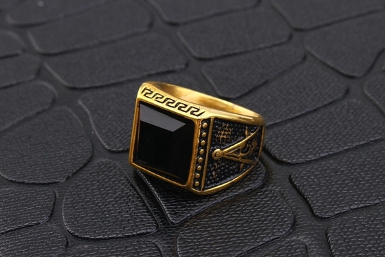 Jewelry Type Rings 316L Stainless Steel Agate Ring for Men in Europe or America's Market