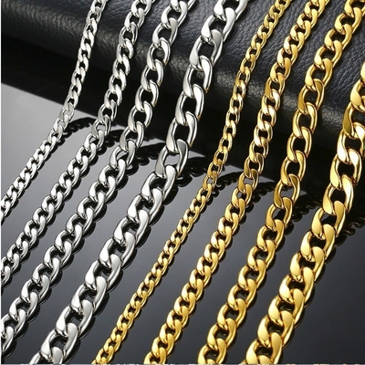 24 Inch Men's Round Miami Cuban Link Chain Necklace in Gold Tone Stainless Steel