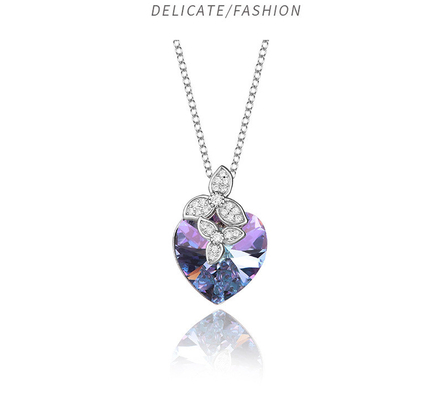 Gold Plated Heart-Shaped S925 Sterling Silver Necklace for European and American Women