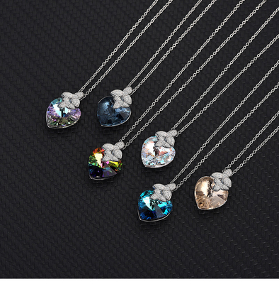 Gold Plated Heart-Shaped S925 Sterling Silver Necklace for European and American Women