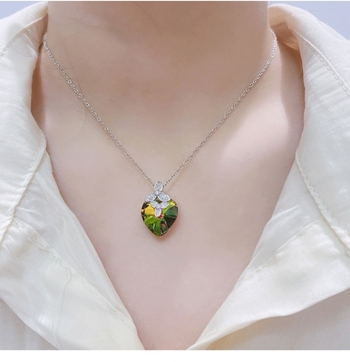 Gold Plated Heart-Shaped S925 Sterling Silver Necklace for European and American Women