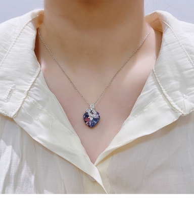 Gold Plated Heart-Shaped S925 Sterling Silver Necklace for European and American Women