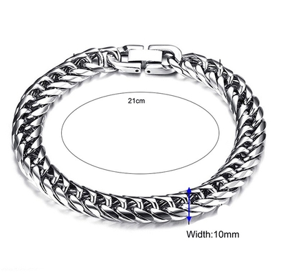 Stainless Steel 10mm Men Bracelet Cuban Link Hand-Chain for Daily Wear and Dropshipping