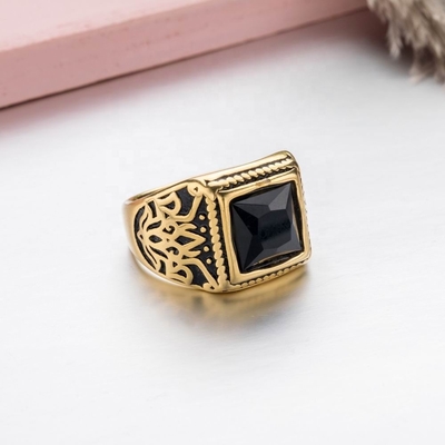 Jewelry Type Rings Stainless Steel Black Gemstone Ring for Men in Europe or America