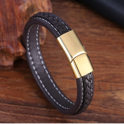 Stainless Steel Weave Leather Bracelet Unique Designs and More Layers for European Buyers