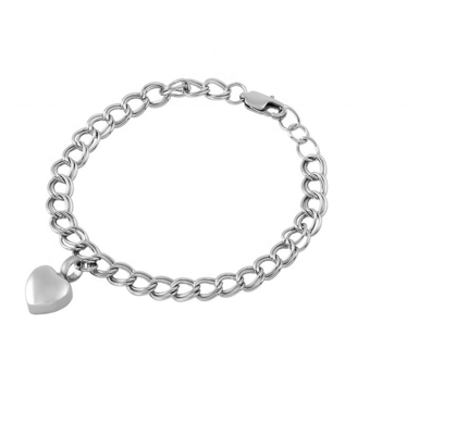 Stainless Steel Keepsake Memorial Cremation Bangle Heart Charm Urn Bracelet for Women