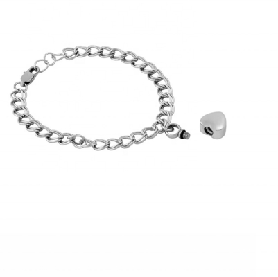 Stainless Steel Keepsake Memorial Cremation Bangle Heart Charm Urn Bracelet for Women