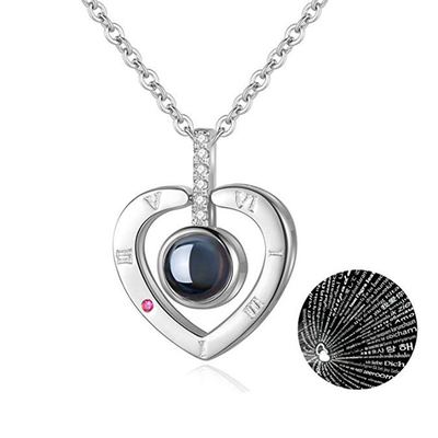 Gift Your Special Someone 100 Languages I Love You Necklace with Projection Pendant