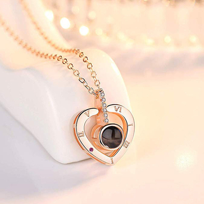 Gift Your Special Someone 100 Languages I Love You Necklace with Projection Pendant