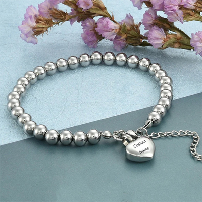 Urn Ashes Bracelet Stainless Steel Heart Charms Keepsake Bracelet for Women Girls