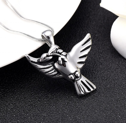 Stainless Steel Flying Bird Cremation Pendant for Ashes Forever Love Keepsake Necklace