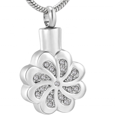 Crystal Flower Cremation Urn Pendant Necklace Keepsake Jewelry for Cremation Ashes Decoration