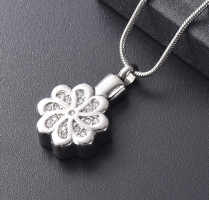 Crystal Flower Cremation Urn Pendant Necklace Keepsake Jewelry for Cremation Ashes Decoration