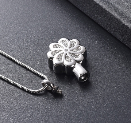 Crystal Flower Cremation Urn Pendant Necklace Keepsake Jewelry for Cremation Ashes Decoration