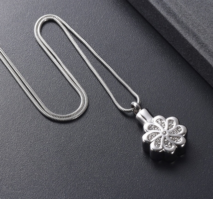 Crystal Flower Cremation Urn Pendant Necklace Keepsake Jewelry for Cremation Ashes Decoration