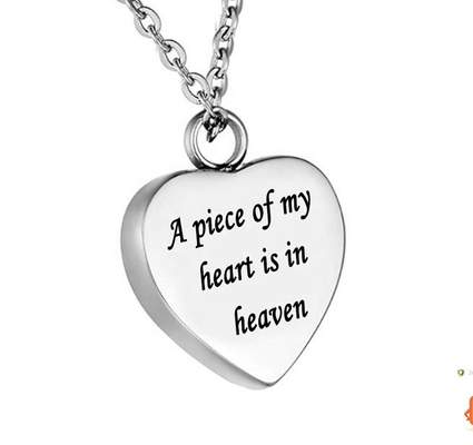 Stainless Steel Cremation Necklace for Ashes A Piece of My Heart Forever in Heaven
