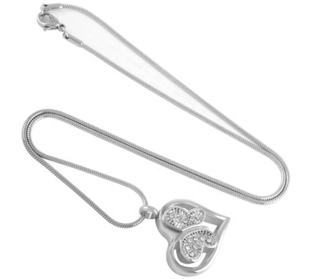 Stainless Steel Butterfly Heart Cremation Ashes Urn Necklace for Women-Shape/Pattern