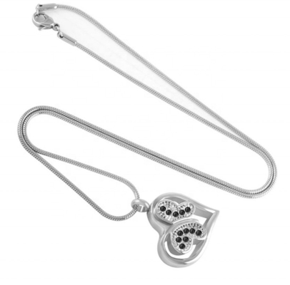 Stainless Steel Butterfly Heart Cremation Ashes Urn Necklace for Women-Shape/Pattern
