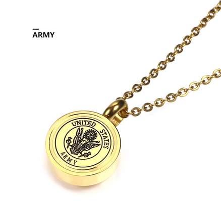 Army Navy Reserve Air Officer Commemorative Urn Ashes Necklace Cremation Jewelry 316L