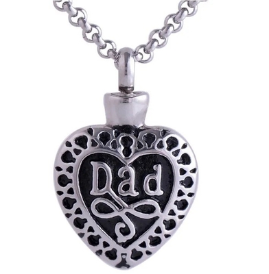 Stainless Steel Mom Dad Heart Urns Pendants Necklace Cremation Jewelry for Keepsake