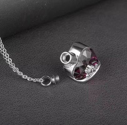CNC Inlay Technology Stainless Steel Crystal Heart Ashes Urn Keepsake Cremation Pendant Jewelry