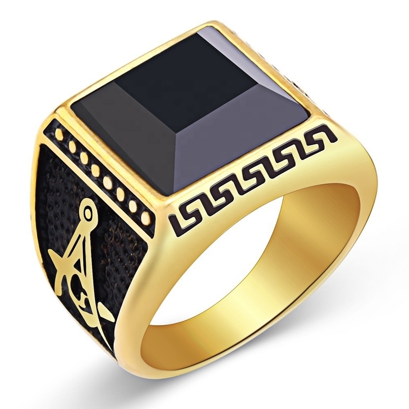 Jewelry Type Rings 316L Stainless Steel Agate Ring for Men in Europe or America's Market