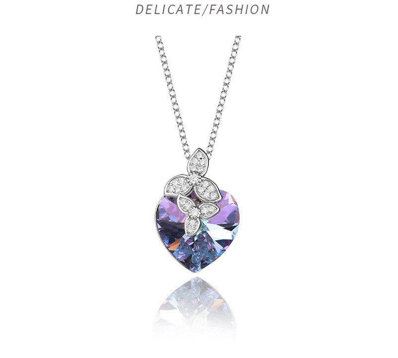Gold Plated Heart-Shaped S925 Sterling Silver Necklace for European and American Women