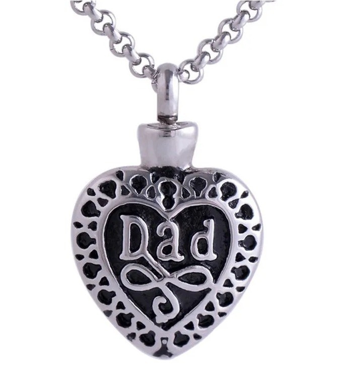 Stainless Steel Mom Dad Heart Urns Pendants Necklace Cremation Jewelry for Keepsake